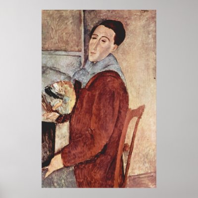 Amadeo Modigliani - Self Portrait 1919 Oil Canvas Poster by inquester