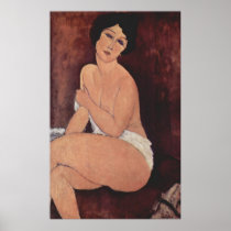 Amadeo Modigliani - Sitzender Akt auf in Sofa 1917 Print