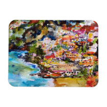 amalfi, italy, travel, europe, coastal regions, ocean, watercolor, abstract, art, artsy, magnet, artful, ginette, places, villages, coastal, [[missing key: type_fuji_fleximagne]] with custom graphic design