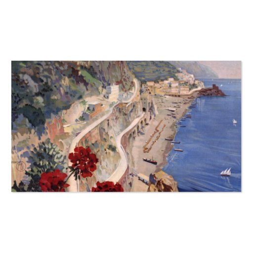 Amalfi Napoli Italy Vintage Italian Travel Poster Business Card Template (front side)