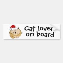 Amante lindo del gato del gato del dibujo animado  etiqueta de parachoque