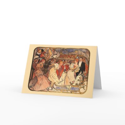 Amants, Alphonse Mucha Card by vintagetreasurechest