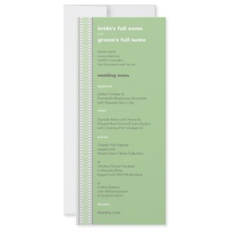 Amara Fret Stripe pistachio Wedding Menu invitation