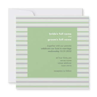 Amara Stripe pistachio Square Wedding Invitation invitation