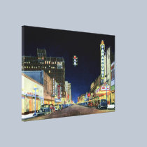 Amarillo Texas Polk Street Night View 1940 canvas prints
