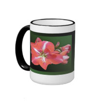 "Amaryllis Bloom" - Dark Green Background Lg Mug by wearartware "Amaryllis Bloom" - Dark Green Background Lg Mug