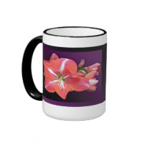 "Amaryllis Bloom" - Dark Purple Background Lg Mug by wearartware "Amaryllis Bloom" - Dark Purple Background Lg Mug