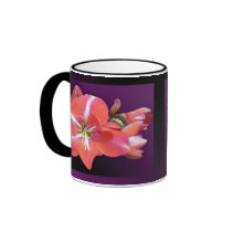 "Amaryllis Bloom" - Dark Purple Background Mug by wearartware "Amaryllis Bloom" - Dark Purple Background Mug