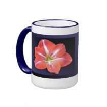 "Amaryllis" - Dark Blue Background Lg Mug by wearartware "Amaryllis" - Dark Blue Background Lg Mug
