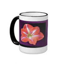 "Amaryllis" - Dark Purple Background Lg Mug by wearartware "Amaryllis" - Dark Purple Background Lg Mug