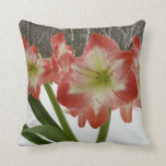 Amaryllis in Snow Holiday Throw Pillow