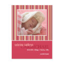 Amaryllis Stripes Pink • Baby Announcement postcards by CSKidsOccasions Amaryllis Stripes Pink • Baby Announcement postcards