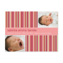 Amaryllis Stripes Pink • Baby Announcement Post Card