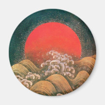 AMATERASU , SUN GODDESS ,red black brown gold Refrigerator Magnet