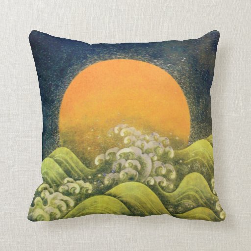 AMATERASU SUN GODDESS red,yellow green brown black Throw Pillow Zazzle