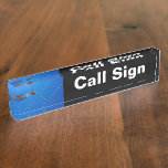 Amateur Radio Call Sign and Antenna black bg Desk Name Plates
