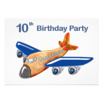 Amazing Airplane 10th Birthday Custom Invitations