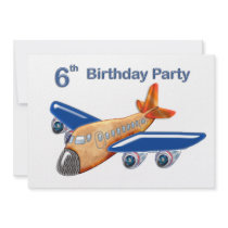 Amazing Airplane 6th Birthday Custom Invite