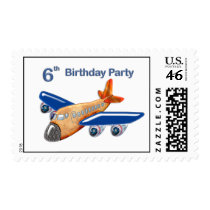 Amazing Airplane 6th Birthday Postage Stamp