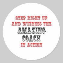 Amazing Coach In Action Round Stickers