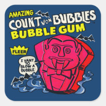 funny, count von bubbles, vintage, advertising, bubble gum, humor, retro, cool, candy, sweet, sugar, fun, bubblegum, vintage advertising, sticker, Sticker with custom graphic design