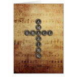 Amazing Grace Cross on Vintage Music Sheet Greeting Cards