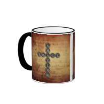 Amazing Grace Cross on Vintage Music Sheet Coffee Mugs