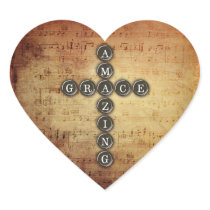Amazing Grace Cross on Vintage Music Sheet Stickers