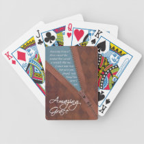 Amazing Grace Hymn Song - Brown Zipper Pull Design playing cards