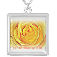 amazing mom yellow rose necklace