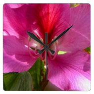 Amazing pink tropical tree flower square wall clock