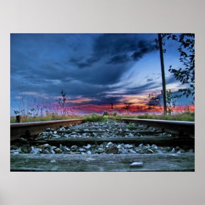 Amazing Sky Over the Railway Print by patrickrp