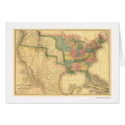Amazing US America Map 1839 Greeting Card by lc_maps