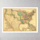 Amazing US America Map 1839 Poster