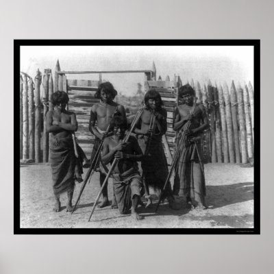 Amazon Indian Warriors and Weapons 1902 Print by lc_vintagephotos