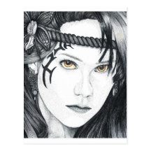 Amazon Warrior (face) - Blank Postcard