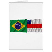 Amazonas & Brazil Waving Flags Greeting Card