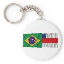 Amazonas & Brazil Waving Flags Keychain