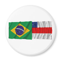 Amazonas & Brazil Waving Flags Refrigerator Magnets