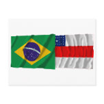 Amazonas & Brazil Waving Flags Post Card