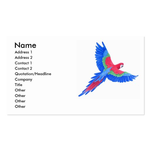Amazonian Macaw Business Card Templates