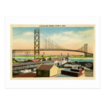 Ambassador Bridge Detroit, Michigan Vintage Postcards