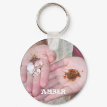 amber and shell keychains
