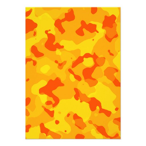 Amber Orange Camo; Camouflage Personalized Invitations