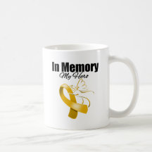 Amber Ribbon In Memory of My Hero Mugs