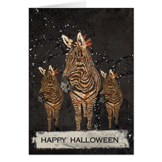Amber Zebras Halloween Greeting Card
