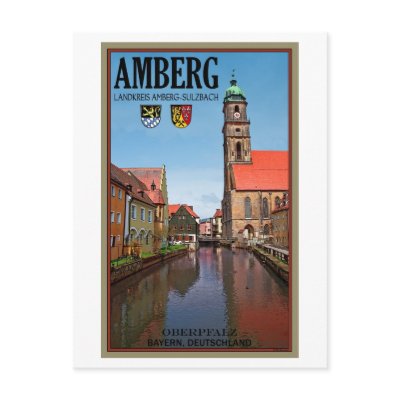 Amberg - Vils River Postcard by AdventureTravelArt