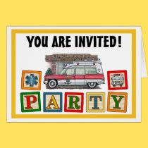 Ambulance Birthday Party Invitation cards