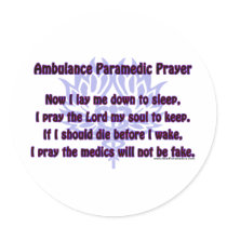 Ambulance Paramedic Prayer stickers