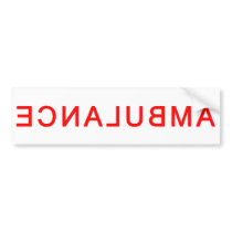 Ambulance Text Backwards Bumper Sticker bumper stickers by RealSlogans Ambulance Text Backwards Bumper Sticker bumper stickers